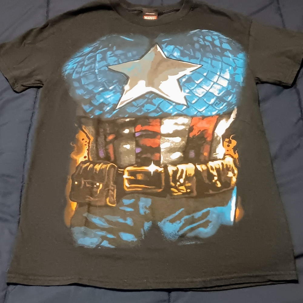 Marvel Black and Blue Captain America Shield T-Shirt